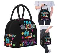 ZGHQHCDRH Je suis Un Enseignant What_s Votre Sac à Lunch Isotherme Superpower pour Enfants Glacière d’école Boîte Alimentaire Thermique Fourre-Tout Boîtes à Lunch étanches