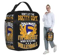 ZGHQHCDRH Je suis Une bête Quand Je Joue au Volley-Ball Sac à Lunch Isotherme pour Enfants Glacière d’école Boîte à Nourriture Thermique Fourre-Tout Boîtes à Lunch Portables