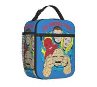 ZGHQHCDRH Les Quatre Fantastiques 4 Rétro Comic Sacs à Lunch Isolés Conteneur De Repas Thermique Étanche Tote Boîte À Lunch Hommes Femmes Bureau en Plein Air