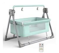 ZGHQHCDRH Lit Berceau, Berceau Musical à 5 Vitesses + Bluetooth, Vitesses de balançoire, Carillon Vent Animal Suspendu for Poussette, adapté aux bébés 0 36 Mois, Rose(Green)