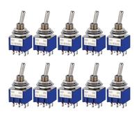 ZGHQHCDRH Lot de 10 interrupteurs à bascule miniatures ON-OFF-ON/ON-ON Mini MTS-102 103 202 203, bouton d'alimentation 3 broches 6(6Pin ON-ON)