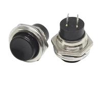 ZGHQHCDRH Lot de 5/20 à bouton-poussoir momentanés 16 mm, ronds momentanés, interrupteurs à 2 broches DS-212, boutons électriques(Black,20pcs)