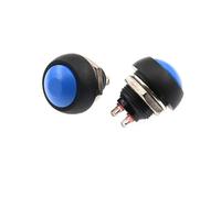 ZGHQHCDRH Lot de 5 mini-interrupteurs 2 broches 12 mm 1 A, étanches, PBS33B, 12 V, bouton-poussoir momentané, réinitialisation, non verrouillable, PBS-33B(Blue 5PCS)