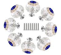 ZGHQHCDRH Lot de 8 boutons de tiroir en cristal, 40 mm, en diamant, for porte de cuisine, placard, armoire, décoration de meubles(Oval Blue Diamond)