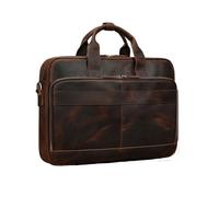 ZGHQHCDRH mallette en cuir, Serviette vintage en cuir véritable for homme, sac à main for ordinateur portable 16 pouces, grand bandoulière de vache(Brown,44cm Big)