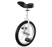 ZGHQHCDRH Monocycle, Monocycle à Roues de 18/20 Pouces for Enfants, avec Jante en Alliage, Pneu très épais, siège réglable, Boucle d'aluminium(White,18inches)