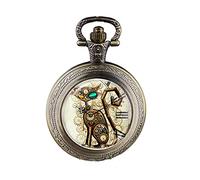 ZGHQHCDRH Montre de Poche, Vintage Steampunk Chat médaillon Collier Montre de Poche Pendentif Cadeau(Bronze)
