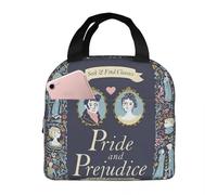 ZGHQHCDRH Orgueil et Préjugés Florals Citation Sac à Lunch Isotherme pour Femmes Glacière de Bureau Boîte Alimentaire Thermique Fourre-Tout Boîtes à Lunch Conteneur