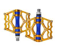 ZGHQHCDRH Pédales de vélo, Pédales de vélo 9/16 for VTT et Route, pédales Plates universelles(Gold)