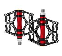 ZGHQHCDRH Pédales de vélo, Pédales de vélo 9/16 for VTT, Plateforme Universelle légère en Alliage d'aluminium(Red)