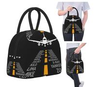ZGHQHCDRH Pilote d’Avion Cadeaux Piste d’aéroport Alphabet phonétique Avion Sac à Lunch isolé Boîte à Lunch Thermique Fourre-Tout Boîtes à Lunch Portables