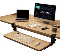 ZGHQHCDRH Rallonge de Bureau à Pince, Support Coulissant for Clavier, Souris et tiroirs Rangement, Bras, soulage la Fatigue(Wood,65 * 24cm(26 * 9.5in))