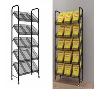 ZGHQHCDRH Rayons de supermarché, Étagère de Supports de collation de croustilles de supermarché à 5 Couches, présentoir de Soins de la Peau de cosmétiques, Support de Stockage en Fer Ouvert(Black)