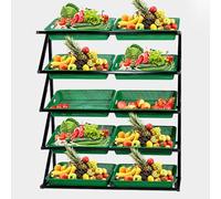 ZGHQHCDRH Rayons de supermarché, Présentoir à collations sur Pied 4 ou 5 étagères, Grand présentoir de Cuisine for Pommes Terre, oignons et Fruits légumes avec paniers(Green,5tiers)