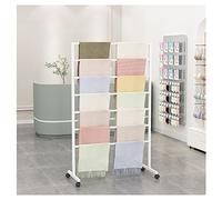 ZGHQHCDRH Rayons de supermarché, Support à Foulards avec roulettes, présentoir à Serviettes for Magasin, Support à Pantalons en métal autoportant, étagère à Papier d'emballage(White,60x40x145cm)