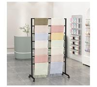 ZGHQHCDRH Rayons de supermarché, Support à Foulards avec roulettes, présentoir à Serviettes for Magasin, Support à Pantalons en métal autoportant, étagère à Papier d'emballage(Black,60x40x145cm)