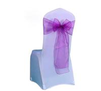 ZGHQHCDRH Rubans pour chaises, Ceinture de Chaise en Organza avec nœud, 25 pièces/lot, Couverture de Chaise, décoration de Banquet, fête de Mariage, Nouvelle Collection(Purple)