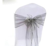 ZGHQHCDRH Rubans pour chaises, Housse de Chaise en Tissu Tulle Organza Transparent, 25 pièces/Ensemble, Ceinture à nœud, décoration de fête de Mariage et de Banquet(Silver)