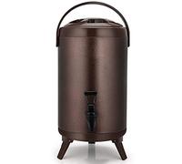 ZGHQHCDRH Seau en Acier Inoxydable, Baril de thé au Lait Chaud isolé, Distributeur de Boissons isolé en Acier Inoxydable avec Robinet, Isolation Chaude et Froide de 20 Heures(Brass,8L)