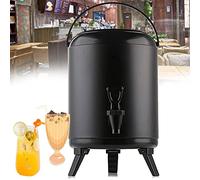 ZGHQHCDRH Seau en Acier Inoxydable, Distributeur de Boissons isolé Commercial, Seau Isolant for thé au Lait en Acier Inoxydable, récipient isolé for urne à café de Grande capacité(Black,6L)