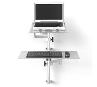 ZGHQHCDRH Support Mural Laptop, Ajustable avec Bras Full-Motion, Plateau Refroidissement ventilé Alliage Alu, Max 8kg, 10-15,6 Pouces(75CM Pole Length)