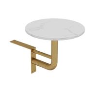 ZGHQHCDRH Table d'appoint Ronde Murale, Petite Table Basse Moderne avec Plateau en terrazzo Blanc et Base Fer for comptoir de bistrot ou pub(Gold,40 * 40cm/15.8 * 15.8in)