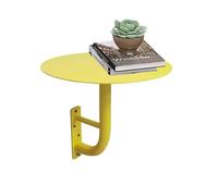 ZGHQHCDRH Table d'appoint Ronde Murale, Petite Table Basse Ronde Murale colorée, d'appoint Flottante en Fer forgé de Type L for Cocktails et cafés(Yellow)