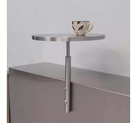 ZGHQHCDRH Table d'appoint Ronde Murale, Petite Table Basse Ronde Murale en Acier Inoxydable épais, 40 cm(Silver)