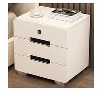 ZGHQHCDRH Table de Chevet, Tables de Chevet avec Station Recharge intégrée, Serrure à Empreinte Digitale, Lampe LED et Haut-parleurs Bluetooth(White B)