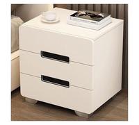 ZGHQHCDRH Table de Chevet, Tables de Chevet avec Station Recharge intégrée, Serrure à Empreinte Digitale, Lampe LED et Haut-parleurs Bluetooth(White a)