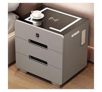 ZGHQHCDRH Table de Chevet, Tables de Chevet avec Station Recharge intégrée, Serrure à Empreinte Digitale, Lampe LED et Haut-parleurs Bluetooth(Dark Grey D)