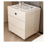 ZGHQHCDRH Table de Chevet, Tables de Chevet avec Station Recharge, lumière LED, Haut-parleurs Bluetooth et Ports USB for Chambre à Coucher(White 50cm(3))