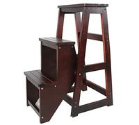 ZGHQHCDRH Tabouret escabeau, Escabeau Utilitaire de Banquette Chaise d'échelle multifonctionnelle Pliante à 3 Niveaux, en Bois, décorative(Black)