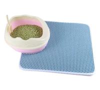 ZGHQHCDRH Tapis De Litière for Chat, Tapis De Bac À Litière for Chat Imperméable À Double Couche, Antidérapant, Lavable, Produit De Nettoyage(1pcs 45X60CM Blue)