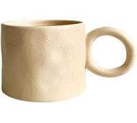 ZGHQHCDRH Tasse en céramique, Tasse à café, tasses, en céramique de thé au lait, grande boucle d'oreille tasse poignée ronde pois faite la main petit déjeuner froissée(Creamy Yellow)