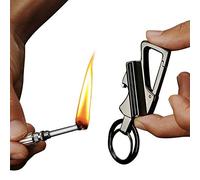ZGHYBD Ultimate Key Chain Permanent Match Striker，Portable Reusable Waterproof Matchstick Fire Starter,Kerosene Refillable Lighter,Bottle Opener Keychain For Outdoor Tool,Mountaineering Buckle Black