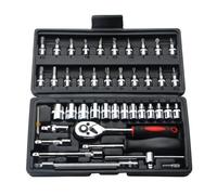 ZGJIAJU Jeu De Tournevis À Cliquet 46 Pièces En Acier Au Carbone, Jeu De Clés À Douille, Kit D'outils De Réparation De Voiture Et De Moto(Black)