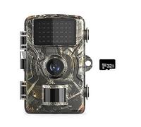 ZGJIAJU Mini Caméra De Piste Extérieure Vision Nocturne Infrarouge Activée par Le Mouvement Piège De Chasse Jeu Étanche Faune Cam Clair Facile(Camera with 32GB)