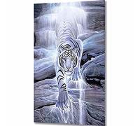 ZGmaxCL 5D Diamond Painting Tableau Diamant Tigre Blanc Decoration Murale Salon 90x60cm