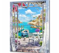 ZGmaxCL DIY 5D Broderie Diamant Complet Jardin Fluvial Decoration Murale Salon 60x40cm