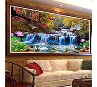 ZGmaxCL DIY 5D Broderie Diamant Grand Format Paysage de Cascade Decoration Murale Salon et Chambre 110x40cm