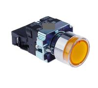 ZGPOSQKZSC 1pc 22mm Momentary XB2-BW3361 Round Push Button Switch with LED Light 1NO 12V Yellow ZB2-BE101C
