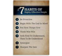 ZGPOSQKZSC 7 Habits of Highly Effective People Poster, Stephen Covey Book Summary, Motivational Wall Art for Office, Classroom, Home Office Decor (Framed,16x24inch(40x60cm))
