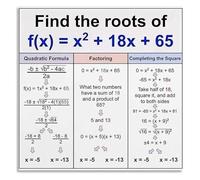 ZGPOSQKZSC Algebra Quadratic Formula Chart Math Poster with Roots Discriminant Vertex Guide Educational Reference Wall-Art for Students Teachers Homeschool Decor(Unframed,12x18inch(30x45cm))