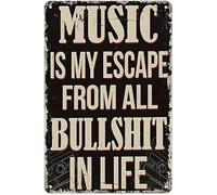 ZGPOSQKZSC Guitar and Music Note Country Metal Tin Sign for Decorating Bar Kitchen or Farmhouse Rustic Wall Decor 8 X 12 in