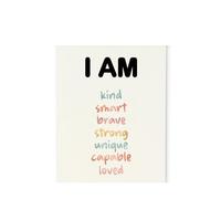 ZGPOSQKZSC Kids Self-Esteem Poster, I am Kind Smart Brave Affirmations, Colorful Wall Art for Bedroom & Classroom(Framed,12x18inch(30x45cm))