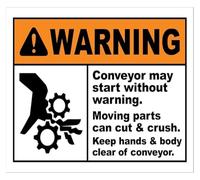 ZGPOSQKZSC Machine Guarding Warning Conveyor Start Sign 12x8 Inch | rustproof aluminum withstands industrial environments