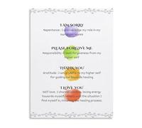ZGPOSQKZSC Mindfulness and Forgiveness Metal Sign Featuring Hooponopono Hawaiian Prayer for Reconciliation Home Decor 8 X 12 in
