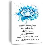 ZGPOSQKZSC Mindfulness Lotus Flower Quote Spiritual Canvas Wall-Art Inspirational Just Like A Lotus We Too Have The Ability To Rise(Unframed,08x12inch(20x30cm))