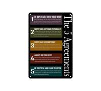 ZGPOSQKZSC The Five Agreements Checklist Poster, Daily Practice Canvas Wall Chart, for Mindfulness, Anxiety, Home Sanctuary(Framed,08x12inch(20x30cm))